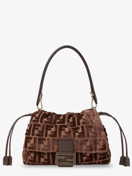 Fendi Mamma Baguette Medium FF Velvet Jacquard Crossbody Bag