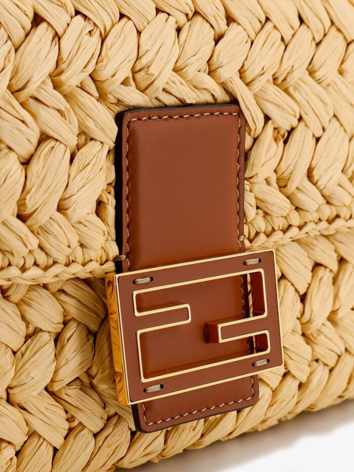 Fendi Mamma Baguette Medium Raffia Crossbody Bag
