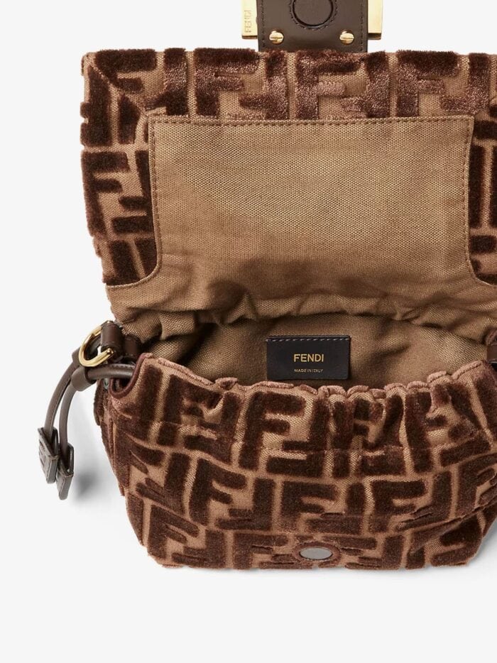 Fendi Mamma Baguette Small FF Velvet Jacquard Crossbody Bag