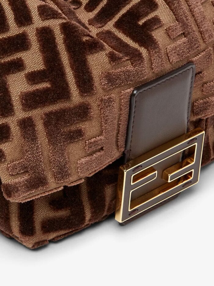 Fendi Mamma Baguette Small FF Velvet Jacquard Crossbody Bag