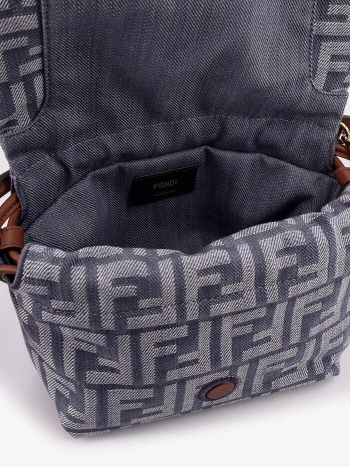 Fendi Mamma Baguette Small Jacquard FF Fabric Crossbody Bag