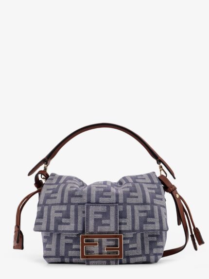 Fendi Mamma Baguette Small Jacquard FF Fabric Crossbody Bag