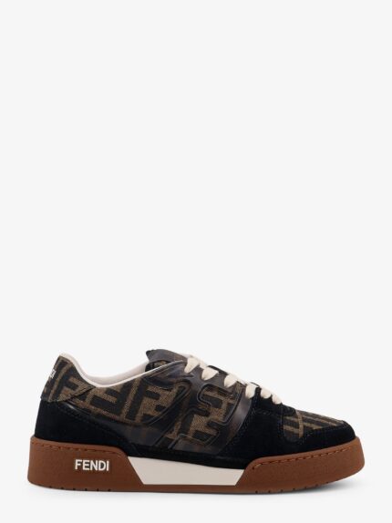 Fendi Match Suede Sneakers With Jacquard FF Fabric Inserts