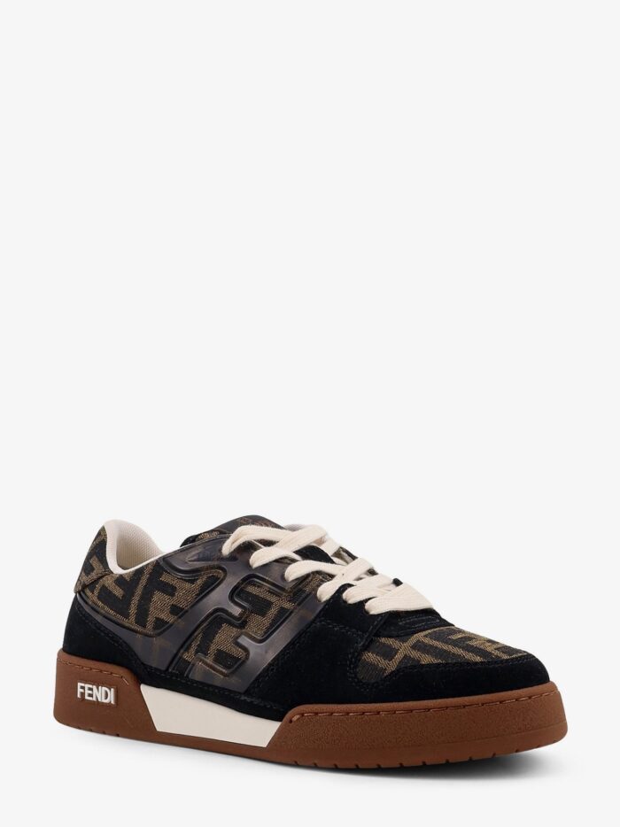 Fendi Match Suede Sneakers With Jacquard FF Fabric Inserts