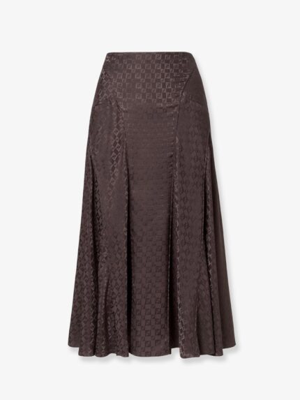 Fendi Midi FF Jacquard Silk Skirt