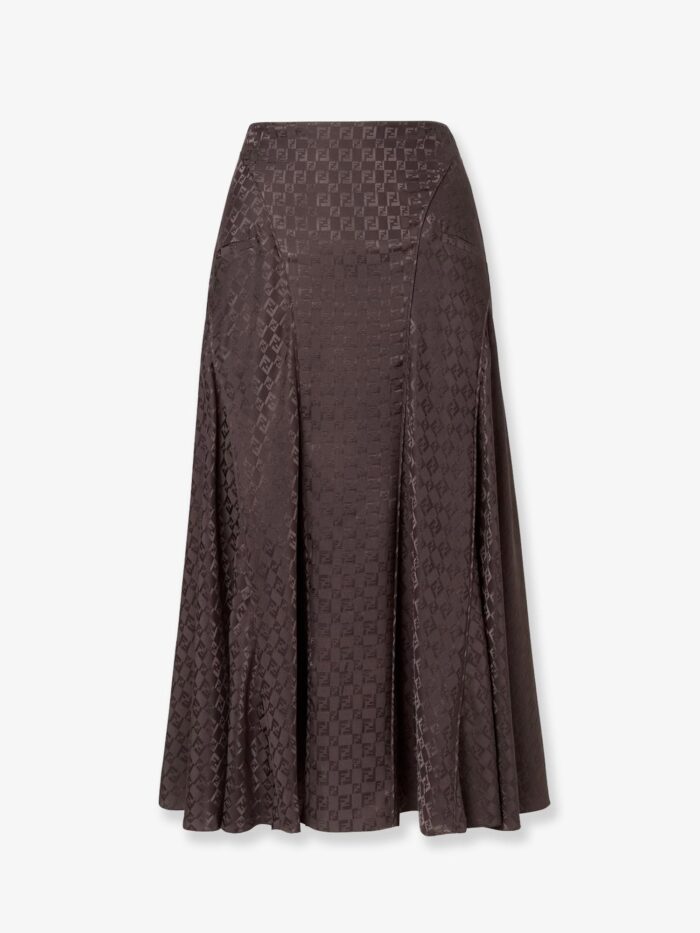 Fendi Midi FF Jacquard Silk Skirt