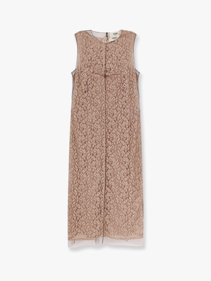Fendi Midi Floral Lace And Tulle Dress