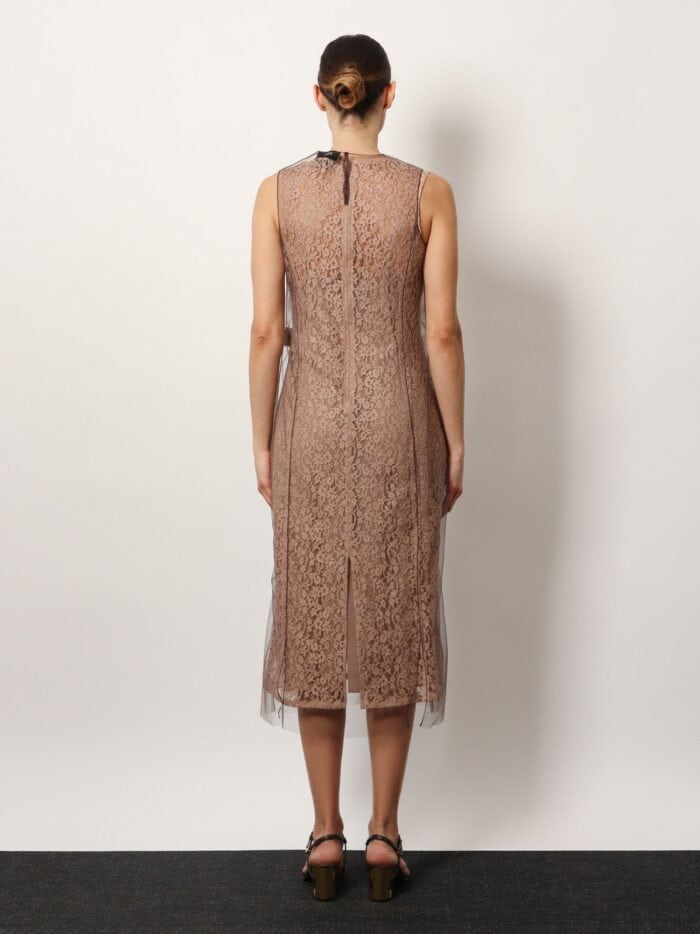 Fendi Midi Floral Lace And Tulle Dress