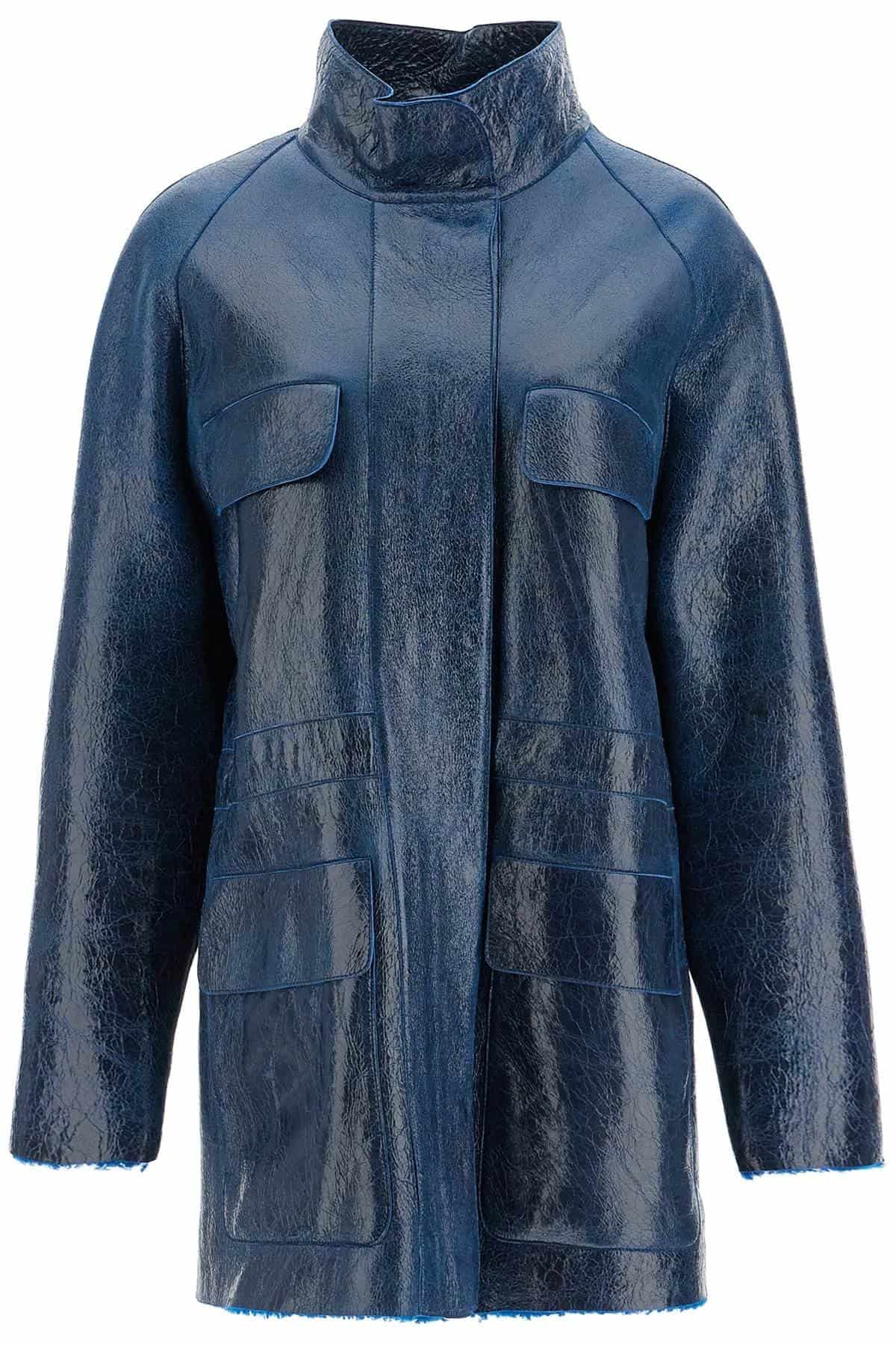 FENDI Midi Leather Coated Coat In