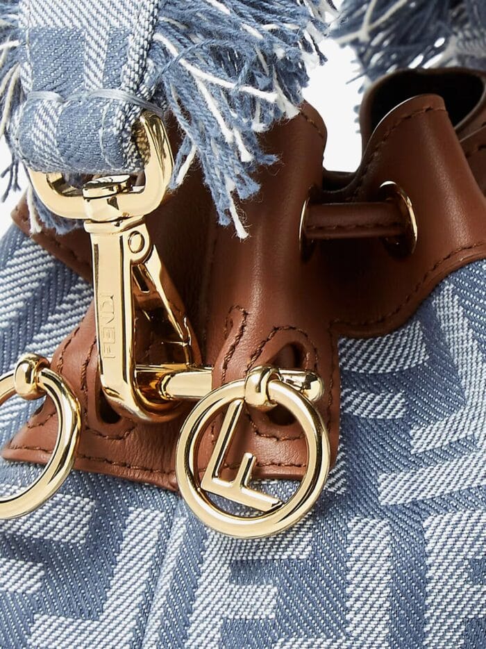 Fendi Mon Tresor Jacquard FF Fabric And Leather Bucket Bag