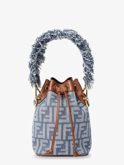 Fendi Mon Tresor Jacquard FF Fabric And Leather Bucket Bag