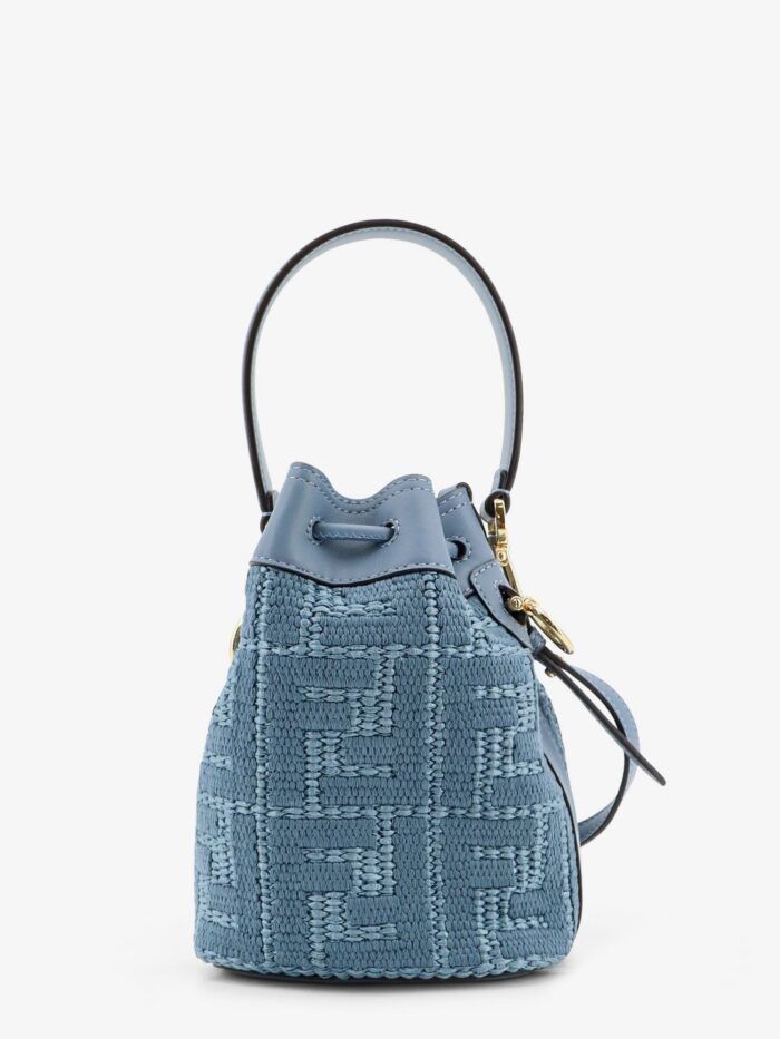 Fendi Mon Tresor Raffia Shoulder Bag With FF Embroidery