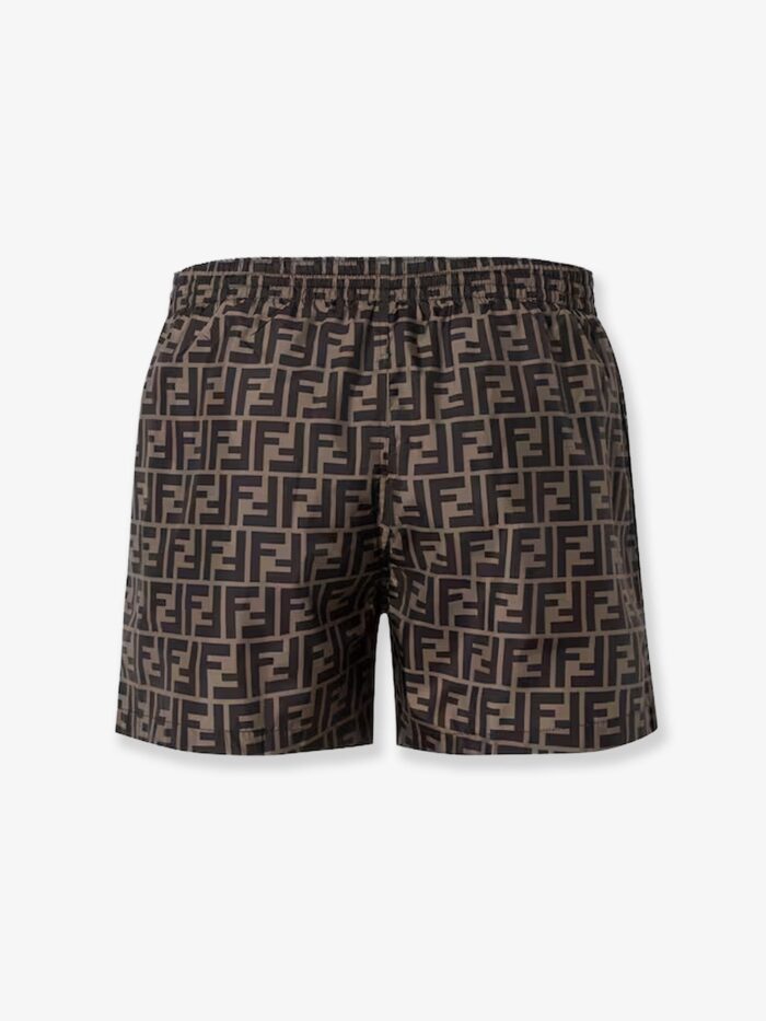 Fendi Nylon Swim Trunks With All-over FF Motif