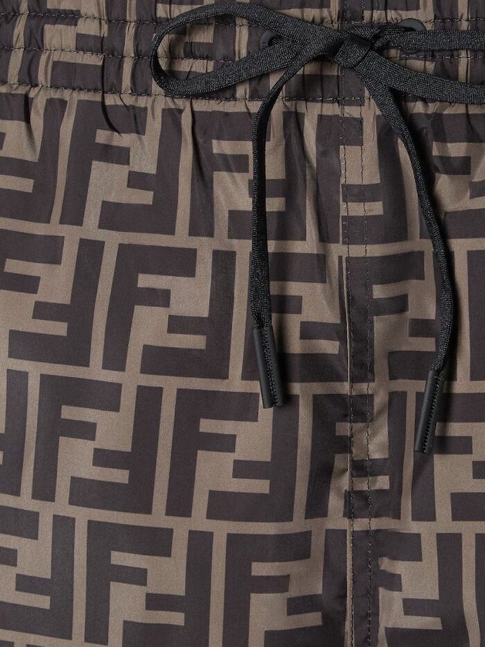Fendi Nylon Swim Trunks With All-over FF Motif
