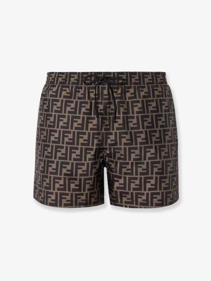 Fendi Nylon Swim Trunks With All-over FF Motif