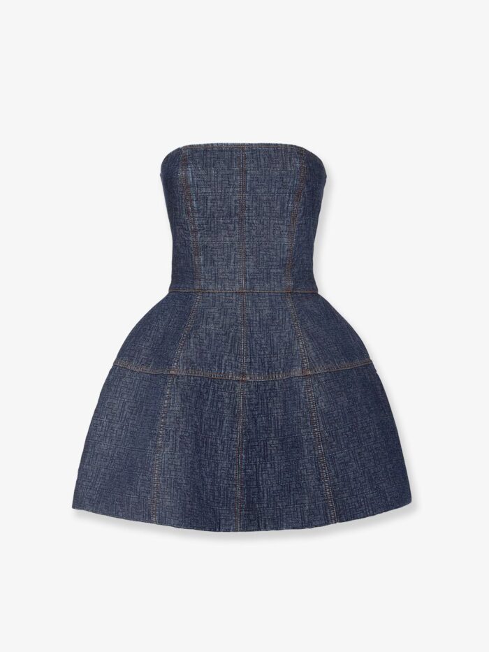 fendi padded denim mini dress Fendi Padded Denim Mini Dress