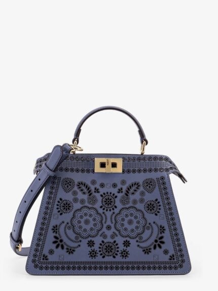 Fendi Peekaboo ISeeU Small Leather Shoulder Bag With Laser-cut Coral Bandana Motif