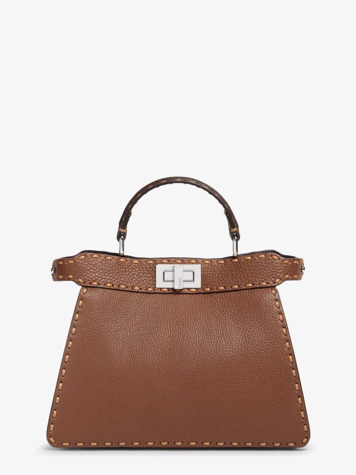 Fendi Peekaboo IseeU Small Leather Shoulder Bag With Selleria Macro Stitching