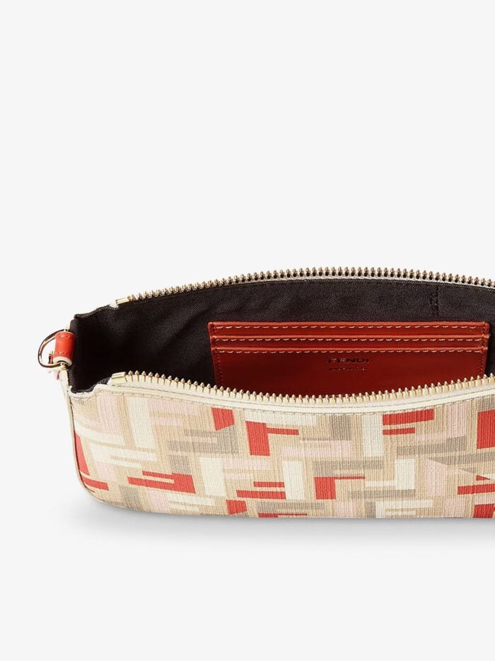 Fendi Pouch Baguette FF Jacquard Fabric Shoulder Bag