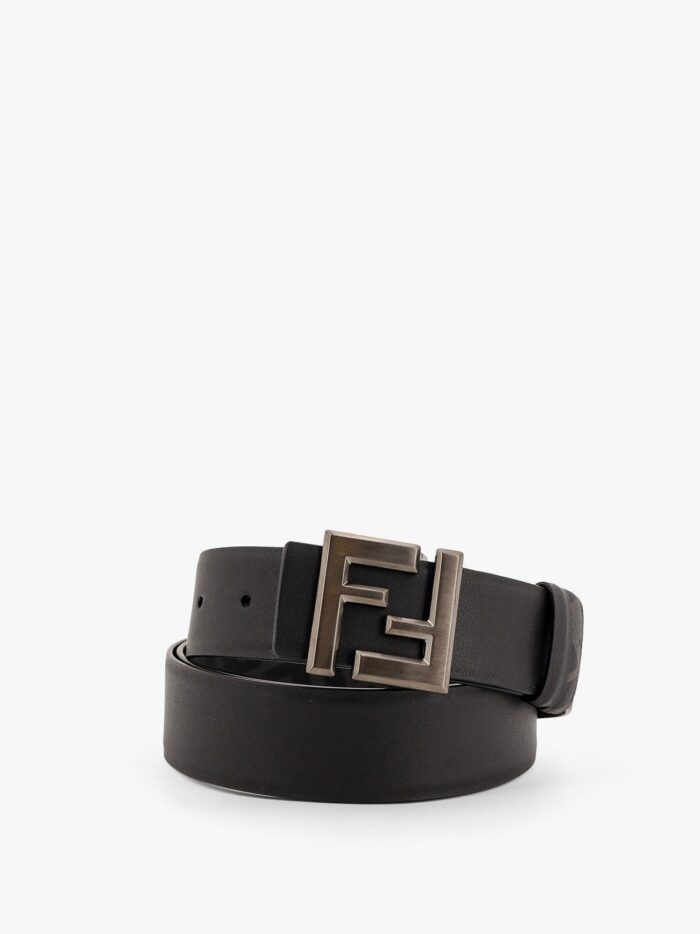 Fendi Reversible Leather And Ff Fabric Belt