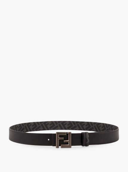 Fendi Reversible Leather And Ff Fabric Belt