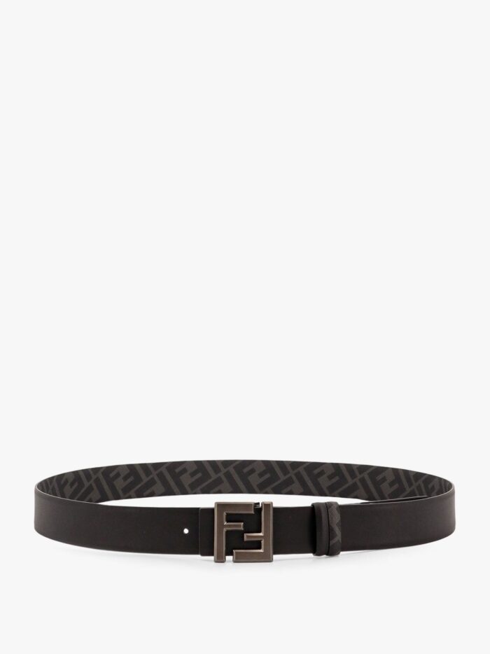 Fendi Reversible Leather And Ff Fabric Belt