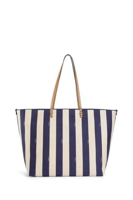 FENDI Roll Reversible Large Shopper In Pequin Striped