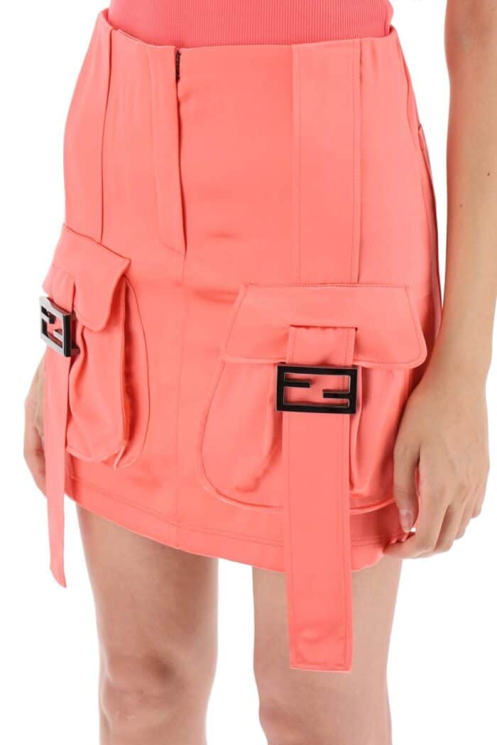 Fendi Satin Miniskirt With Cargo Pockets