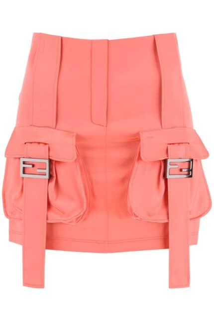 Fendi Satin Miniskirt With Cargo Pockets