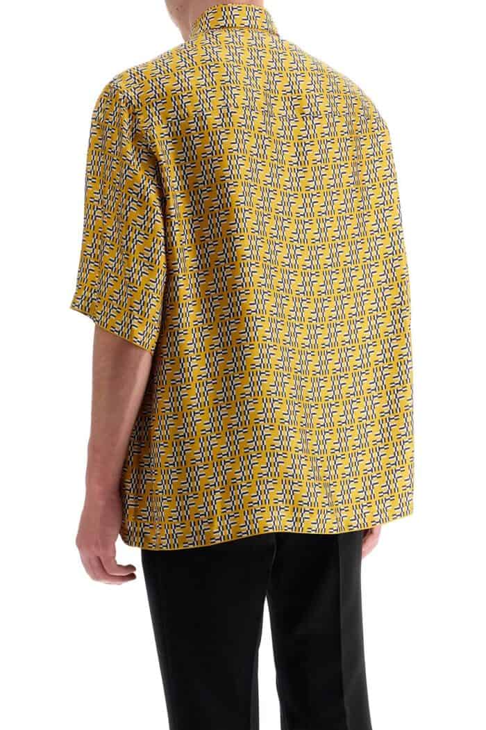 FENDI Short Sleeve Silk Shirt  Ff Labyrinth Short Sleeve