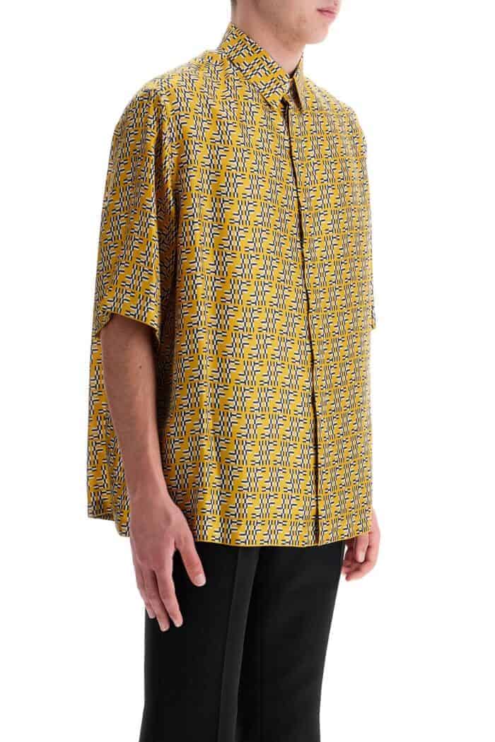 FENDI Short Sleeve Silk Shirt  Ff Labyrinth Short Sleeve