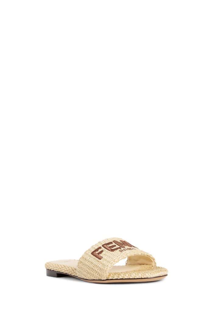 FENDI Signature Raffia Slides