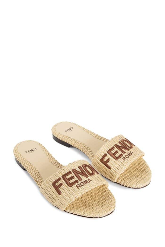 FENDI Signature Raffia Slides