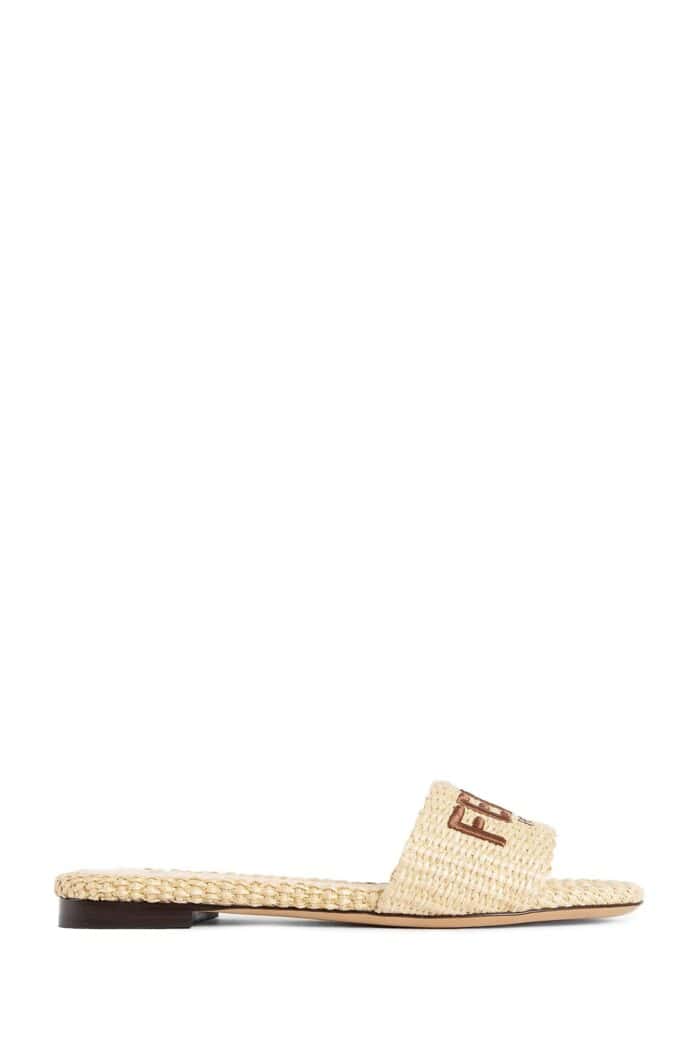 FENDI Signature Raffia Slides