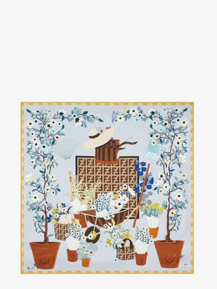 Fendi Silk Scarf With Gardening Print