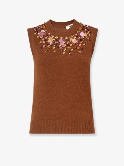 Fendi Sleeveless Wool And Cashmere Sweater