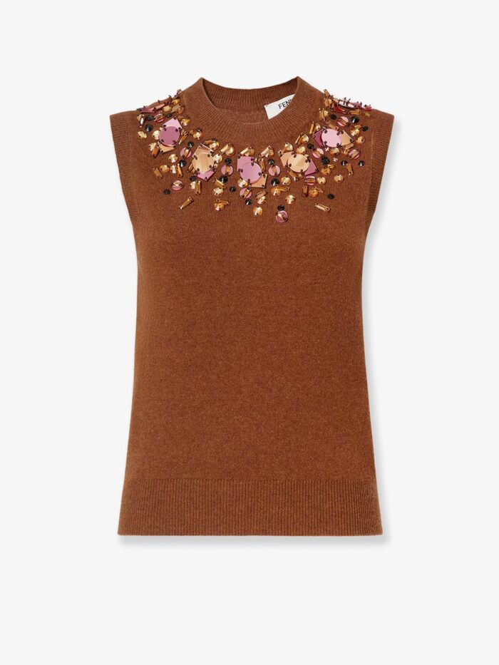 Fendi Sleeveless Wool And Cashmere Sweater