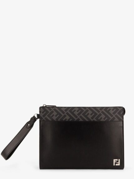 Fendi Squared FF Leather Clutch