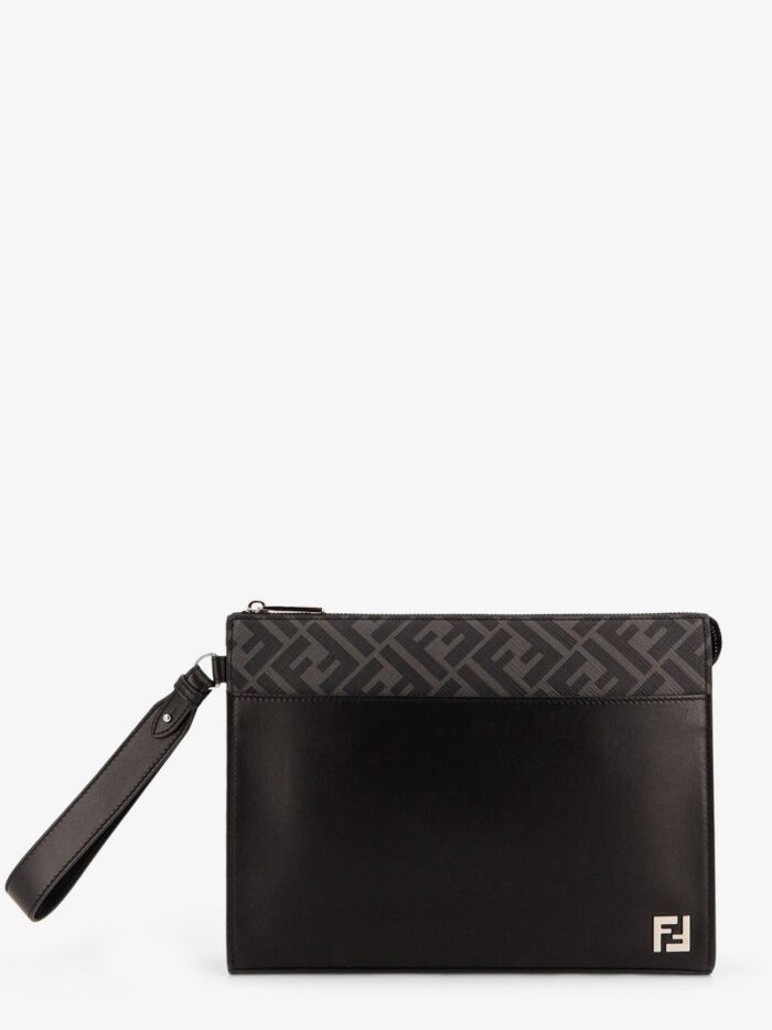 Fendi Squared FF Leather Clutch