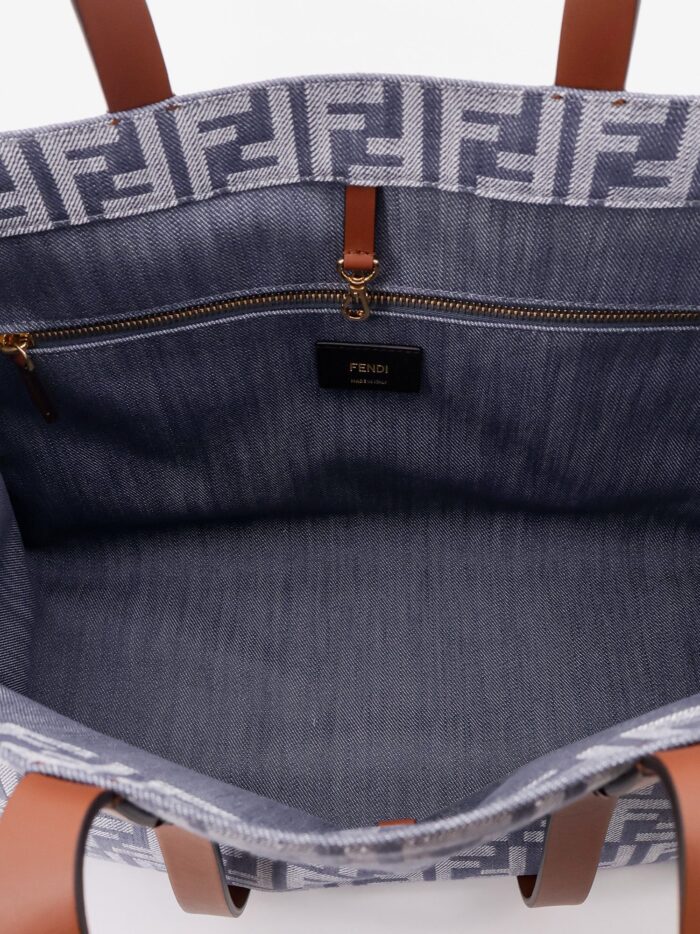 Fendi Summer Tote FF Jacquard Fabric Shoulder Bag With Fringes