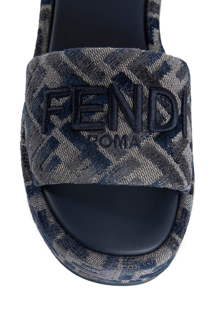 Fendi Sunshine Ff Denim Flatform Slides