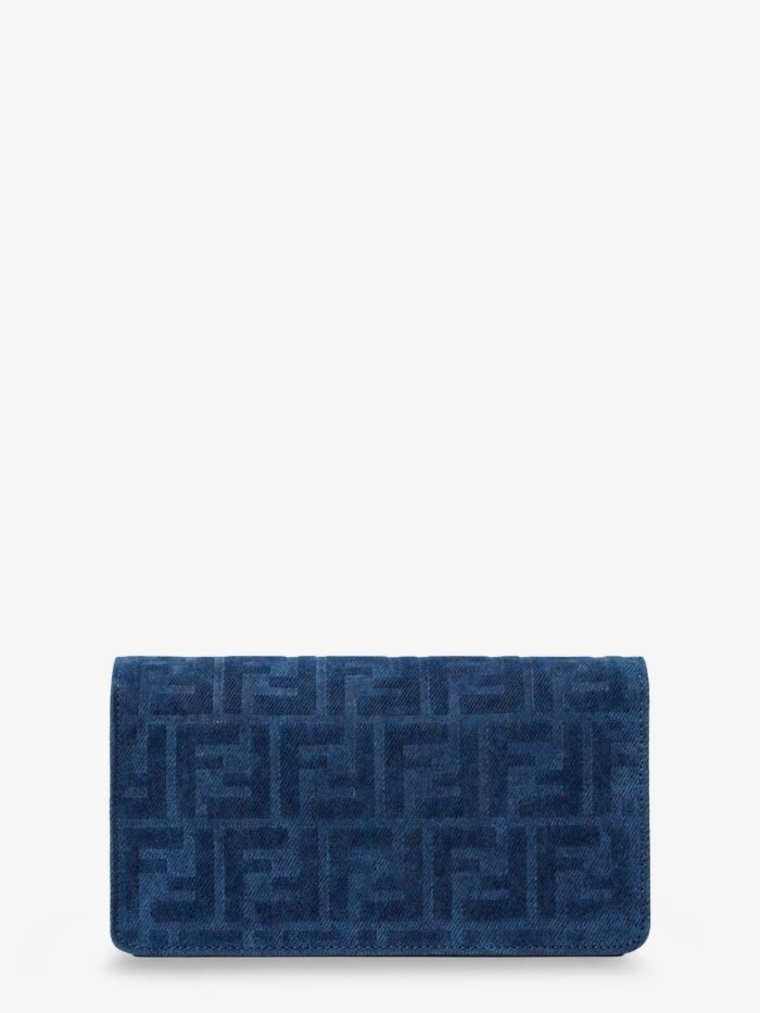Fendi Wallet On Chain Baguette Shoulder Bag In Denim-effect FF Corduroy