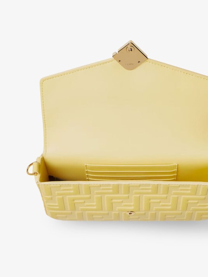 Fendi Wallet On Chain FF Diamonds Leather Shoulder Bag With FF Embossed Logo