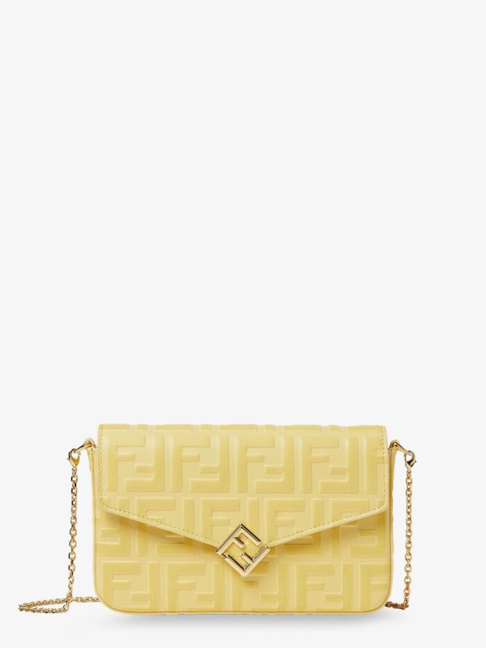 Fendi Wallet On Chain FF Diamonds Leather Shoulder Bag With FF Embossed Logo