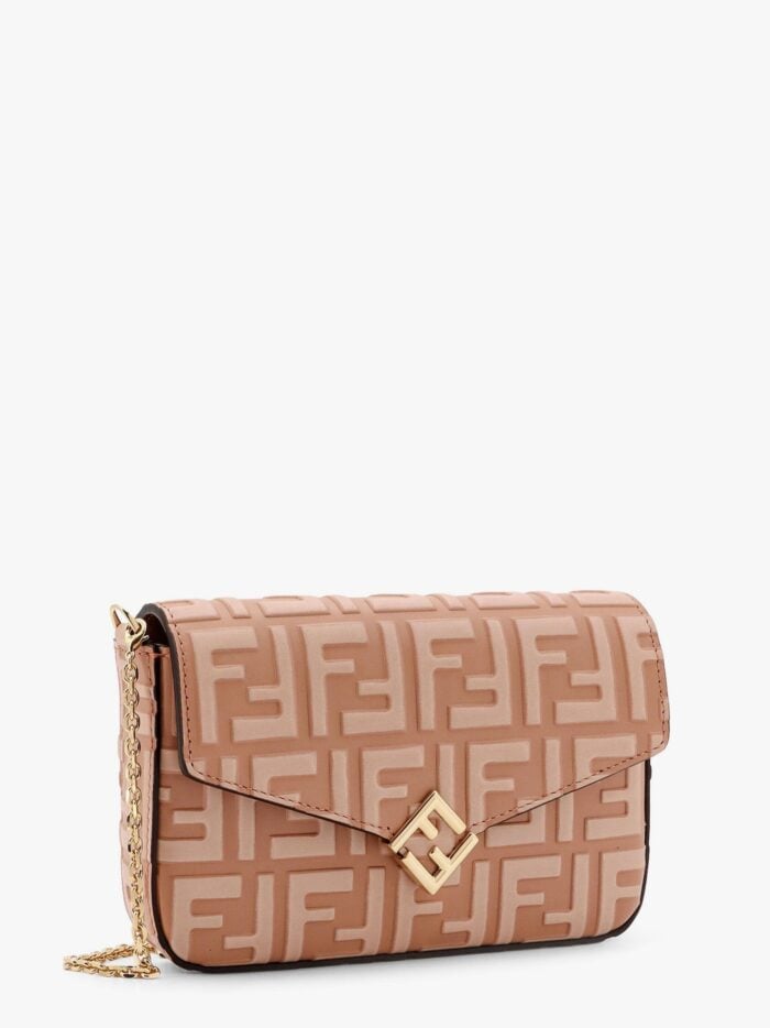 Fendi Wallet On Chain Leather Shoulder Bag With Ff Embossed Motif