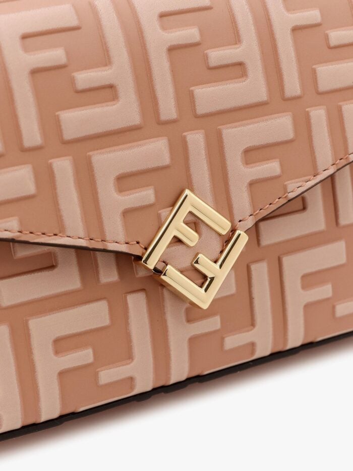 Fendi Wallet On Chain Leather Shoulder Bag With Ff Embossed Motif