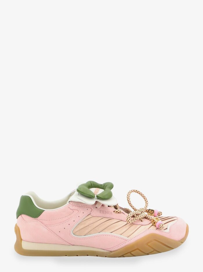 Fendi Wave Pulse Suede Sneakers With Satin Inserts