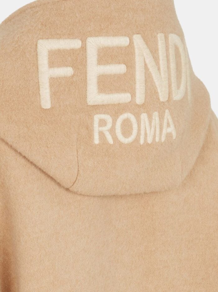 Fendi Wool And Cashmere Poncho With Leather Profiles