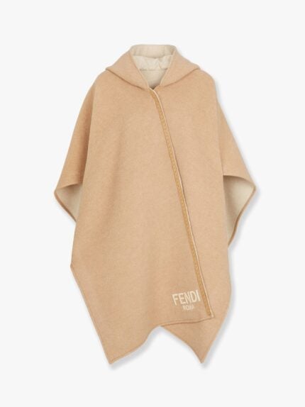 Fendi Wool And Cashmere Poncho With Leather Profiles