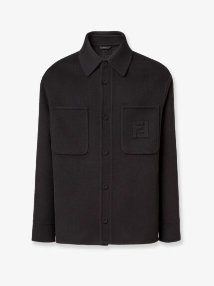 Fendi Wool Coat With FF Embossed Detail